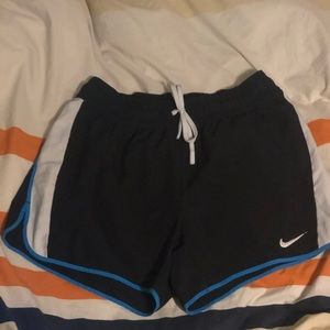 Nike Black Medium Shorts with a Blue Outline